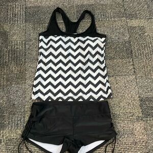 Large 2 piece Black and white swimsuit